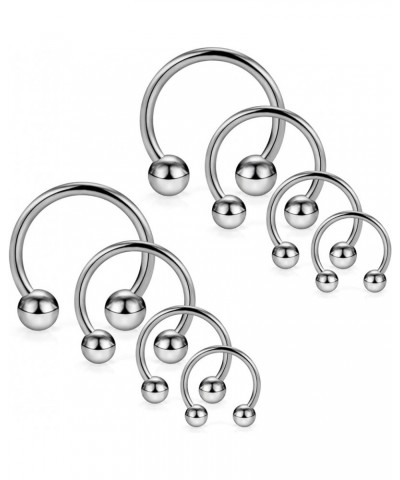 2-8PCS 14G G23 Titanium Horseshoe Septum Ring Nose Rings Hoop Helix Daith Cartilage Tragus Earrings Nipple Eyebrow Body Pierc...