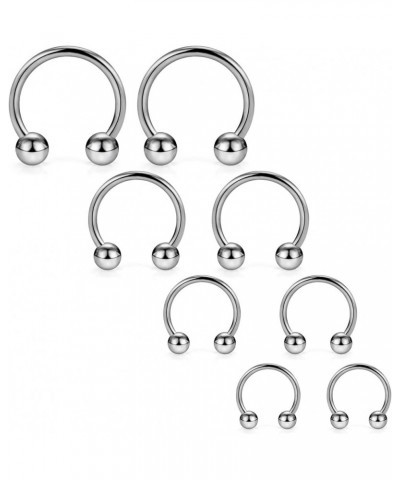 2-8PCS 14G G23 Titanium Horseshoe Septum Ring Nose Rings Hoop Helix Daith Cartilage Tragus Earrings Nipple Eyebrow Body Pierc...