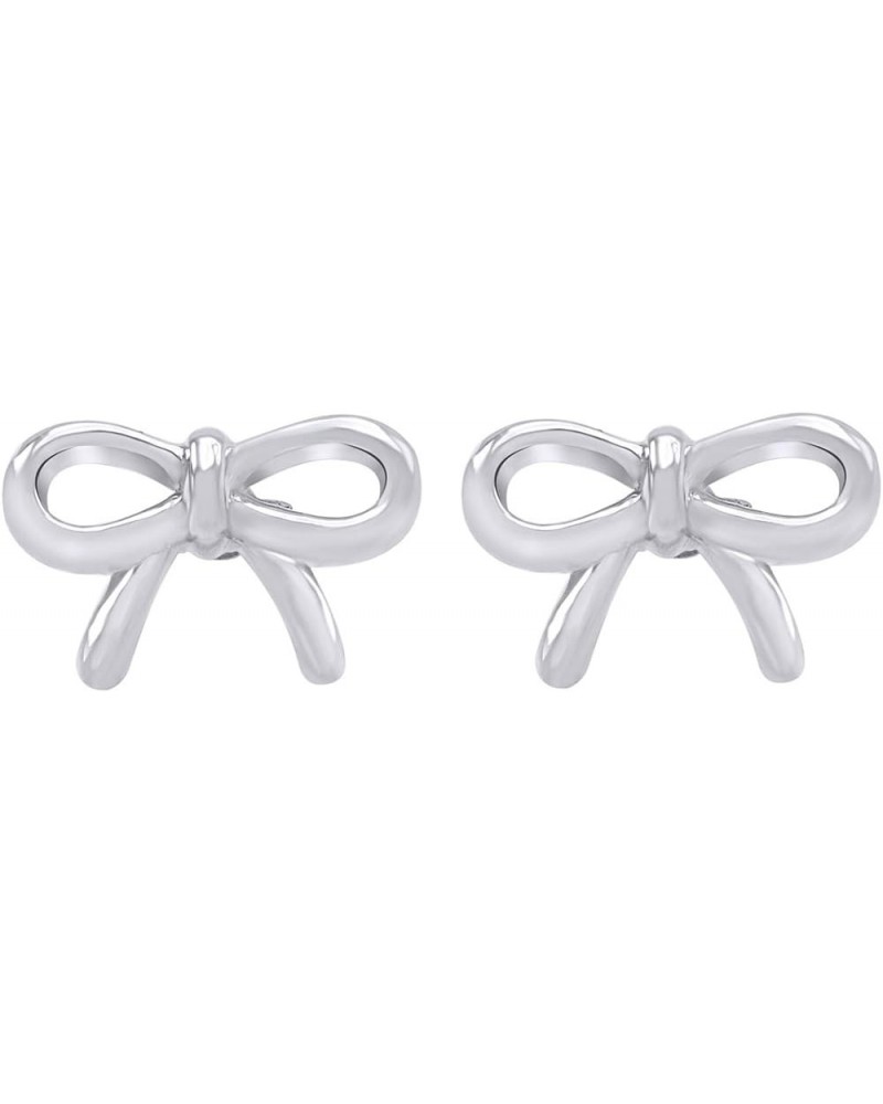 Bow Stud Earrings In 14K Gold Over Sterling Silver Christmas Gifts For Women white-gold-plated-silver $20.93 Earrings