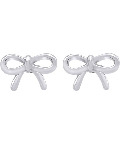 Bow Stud Earrings In 14K Gold Over Sterling Silver Christmas Gifts For Women white-gold-plated-silver $20.93 Earrings