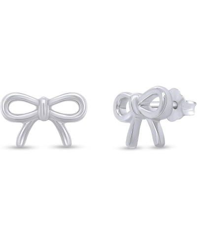 Bow Stud Earrings In 14K Gold Over Sterling Silver Christmas Gifts For Women white-gold-plated-silver $20.93 Earrings