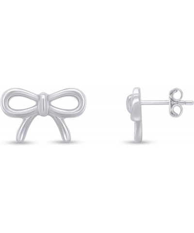 Bow Stud Earrings In 14K Gold Over Sterling Silver Christmas Gifts For Women white-gold-plated-silver $20.93 Earrings