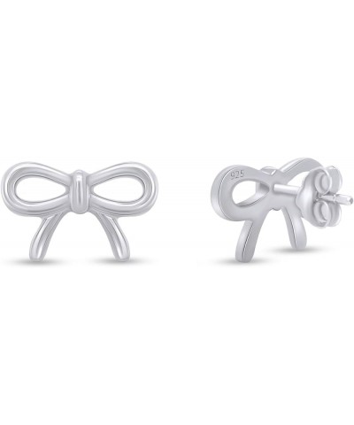 Bow Stud Earrings In 14K Gold Over Sterling Silver Christmas Gifts For Women white-gold-plated-silver $20.93 Earrings