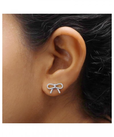 Bow Stud Earrings In 14K Gold Over Sterling Silver Christmas Gifts For Women white-gold-plated-silver $20.93 Earrings