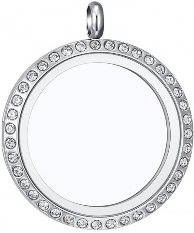 Mesinya Memorial Keepsake Floating Charm Toughened Glass Locket Pendant Necklace With Chain 25 mm- Twist-Clear Crystal-S.Stee...