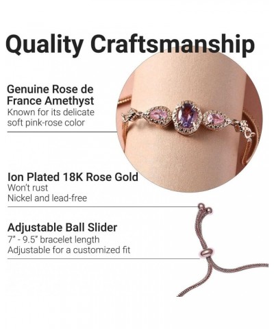 Shop LC Amethyst Bolo Bracelet - Ion Plated 18K Rose Gold Adjustable Cubic Zirconia Ball Bracelet - Purple & Pink Crystal Sli...