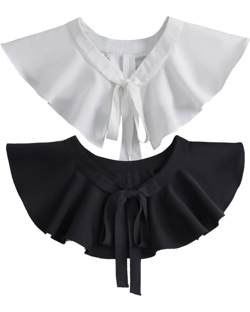 2PCS White Fake Collar Detachable False Collar Dickey Collar Little Shawl Top for Women Girls 20 $11.43 Necklaces