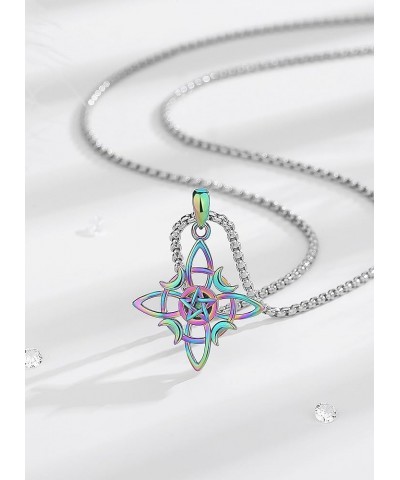 Nudo de Bruja Plata 925 Original Sterling Silver Witches Knot Necklace for Women - 20''+2'' Extender Box Chain Colorful $10.2...