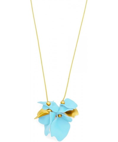 Boho Long Penadnt Necklace for Women with Statement Glod Plated Flower Petals Necklaces Gifts for Girls Light Blue $24.19 Nec...