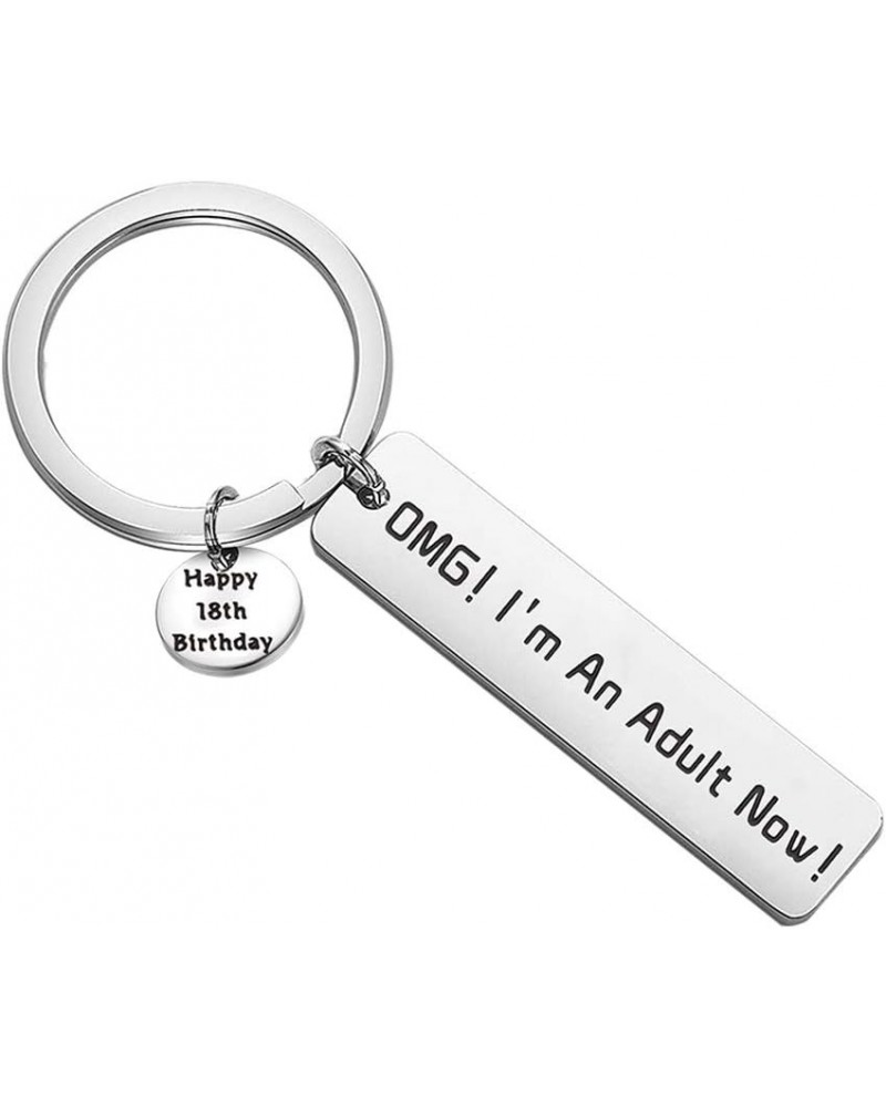 Funny Adult Birthday Gifts 18th Birthday Keychain OMG I'm An Adult Now Jewelry Gifts for Adult 18th Birthday Silver $7.85 Pen...