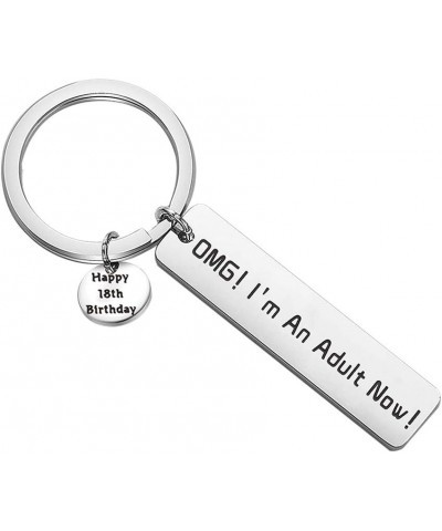 Funny Adult Birthday Gifts 18th Birthday Keychain OMG I'm An Adult Now Jewelry Gifts for Adult 18th Birthday Silver $7.85 Pen...