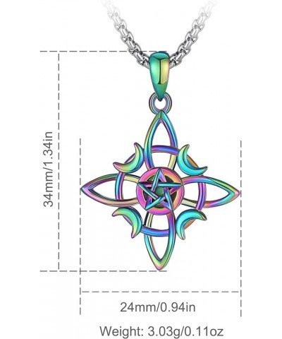 Nudo de Bruja Plata 925 Original Sterling Silver Witches Knot Necklace for Women - 20''+2'' Extender Box Chain Colorful $10.2...