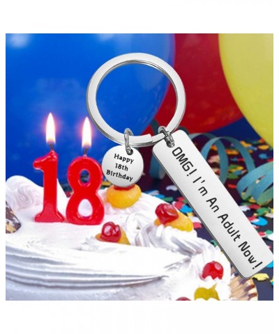 Funny Adult Birthday Gifts 18th Birthday Keychain OMG I'm An Adult Now Jewelry Gifts for Adult 18th Birthday Silver $7.85 Pen...