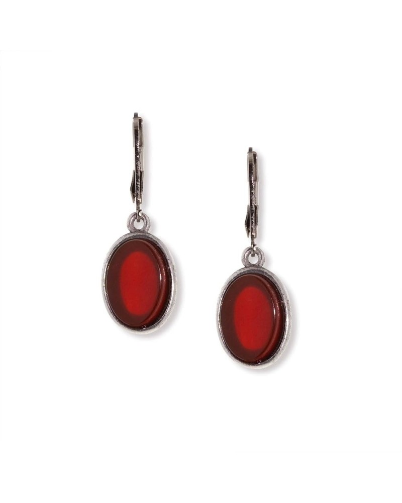 1928 Jewelry Women's Oval Semi Precious Gemstone Drop Earrings Carnelian $21.66 Earrings