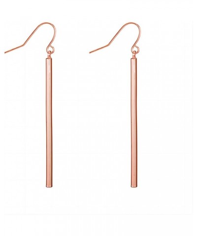 Rose Gold Drop Earrings Long Metal Bar Pendant Earring Hypoallergenic Dangle Silver Plated Earring for Woman Girl Simple Prom...