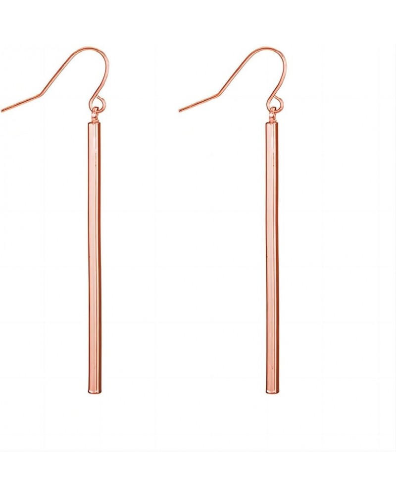 Rose Gold Drop Earrings Long Metal Bar Pendant Earring Hypoallergenic Dangle Silver Plated Earring for Woman Girl Simple Prom...