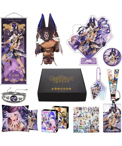 Genshin Impact Box Merch Set with 11 Gifts, Wanderer Cyno Xiao All 5 Stars Characters Plush Poster Acrylic Stand Bracelet Sti...