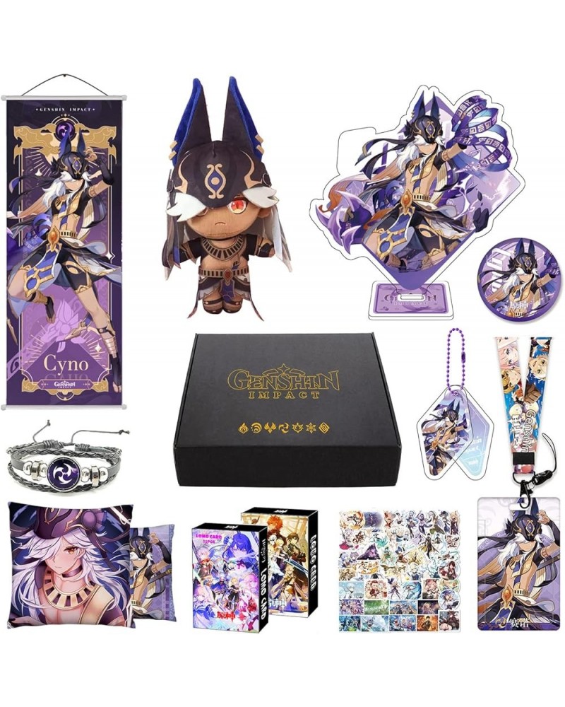 Genshin Impact Box Merch Set with 11 Gifts, Wanderer Cyno Xiao All 5 Stars Characters Plush Poster Acrylic Stand Bracelet Sti...