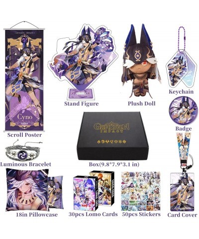 Genshin Impact Box Merch Set with 11 Gifts, Wanderer Cyno Xiao All 5 Stars Characters Plush Poster Acrylic Stand Bracelet Sti...