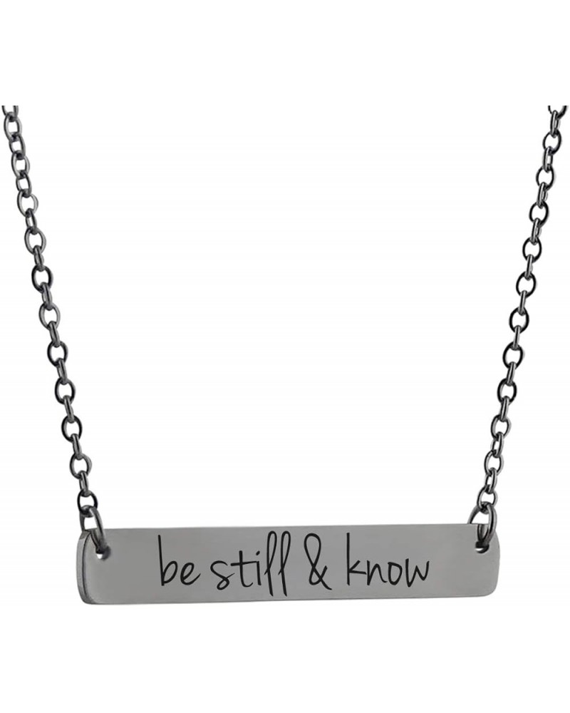 Sterling Silver Engraved Necklace for Women BE STILL $13.80 Necklaces