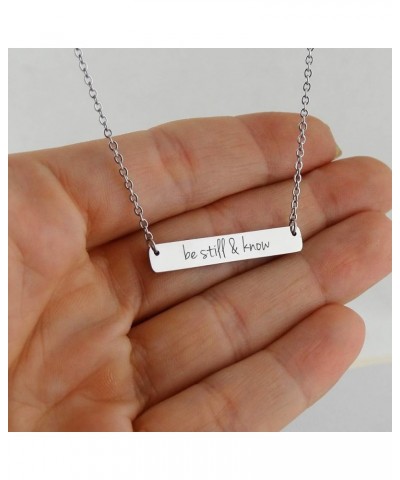 Sterling Silver Engraved Necklace for Women BE STILL $13.80 Necklaces