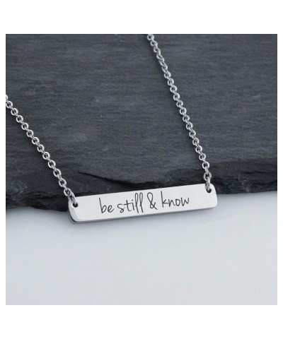 Sterling Silver Engraved Necklace for Women BE STILL $13.80 Necklaces