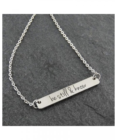 Sterling Silver Engraved Necklace for Women BE STILL $13.80 Necklaces