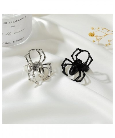 2Pcs Black White Halloween Simulated Spider Finger Ring Ghost Festival Gothic Animal Arachnid Ring for Women Men Joke Jewelry...