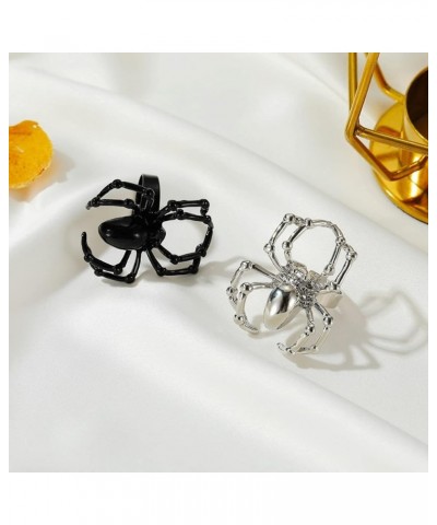 2Pcs Black White Halloween Simulated Spider Finger Ring Ghost Festival Gothic Animal Arachnid Ring for Women Men Joke Jewelry...