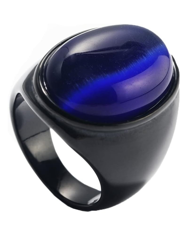 Men's Women's Stainless Steel Gemstone Ring Multi Colors Black Dark Blue $8.47 Rings