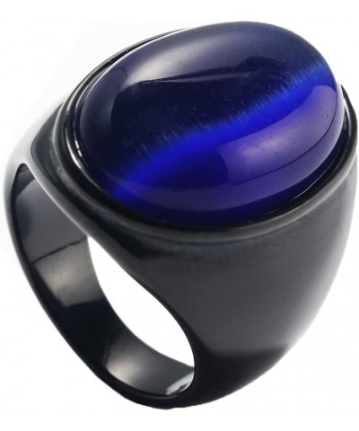 Men's Women's Stainless Steel Gemstone Ring Multi Colors Black Dark Blue $8.47 Rings