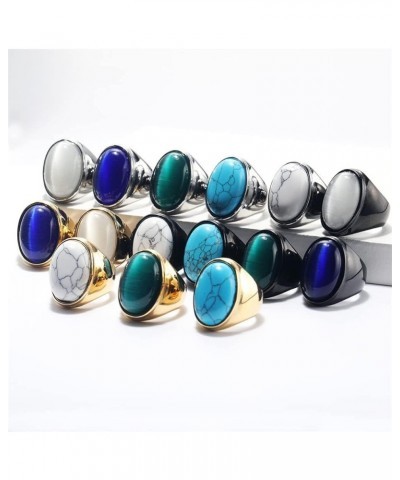 Men's Women's Stainless Steel Gemstone Ring Multi Colors Black Dark Blue $8.47 Rings