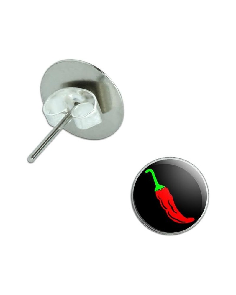 Chili Pepper Novelty Silver Plated Stud Earrings $9.51 Earrings