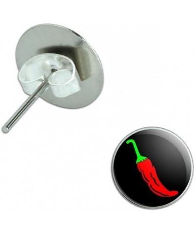 Chili Pepper Novelty Silver Plated Stud Earrings $9.51 Earrings