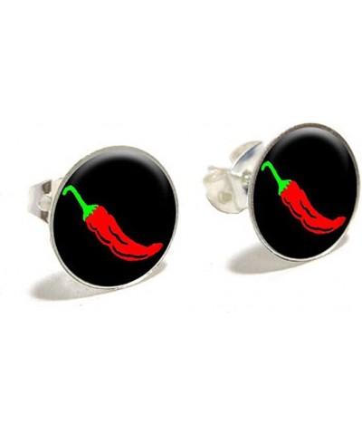 Chili Pepper Novelty Silver Plated Stud Earrings $9.51 Earrings