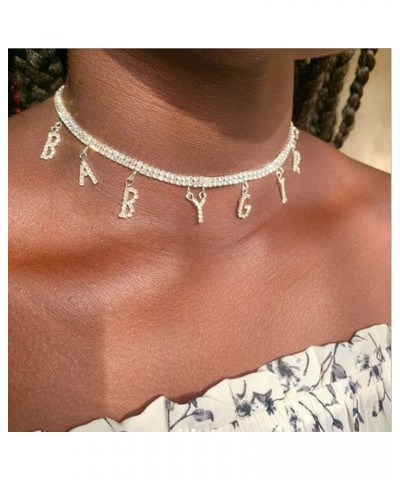 Rhinestone Choker Necklace Gold Crystal Chokers Adjustable Letters Necklaces Chain Jewelry for Women NK269 $7.36 Necklaces