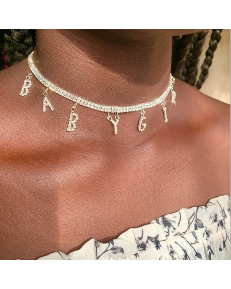 Rhinestone Choker Necklace Gold Crystal Chokers Adjustable Letters Necklaces Chain Jewelry for Women NK269 $7.36 Necklaces