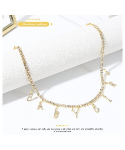 Rhinestone Choker Necklace Gold Crystal Chokers Adjustable Letters Necklaces Chain Jewelry for Women NK269 $7.36 Necklaces