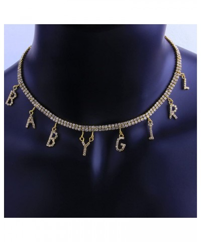 Rhinestone Choker Necklace Gold Crystal Chokers Adjustable Letters Necklaces Chain Jewelry for Women NK269 $7.36 Necklaces