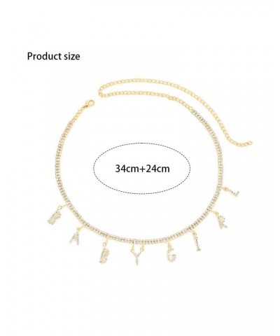 Rhinestone Choker Necklace Gold Crystal Chokers Adjustable Letters Necklaces Chain Jewelry for Women NK269 $7.36 Necklaces