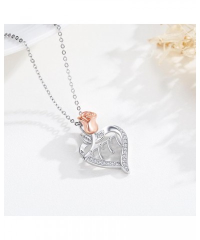 Angel Number 222/ 333/ 444/ 777 Necklace 925 Sterling Silver Love Heart Rose Flower Pendant Necklace for Women Girls Wife Mom...