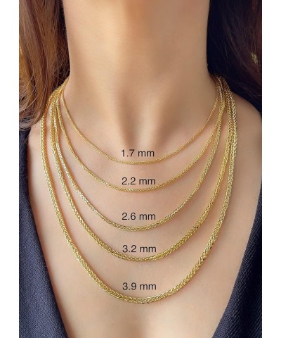 10K and 14K Gold Square Wheat Chain 1.7mm 2.2mm 2.6mm 3.2mm 3.9mm 4.5mm Yellow Real Gold Chains For Men Diamond Cut Braided F...