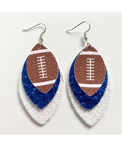 Faux Leather Football Drop Dangle Earrings for Women Girls Handmade Braid Football Tassel Wooden Dangle Earrings Bohemian Lig...