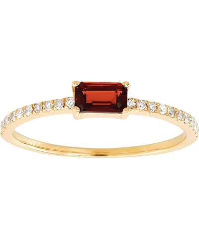 Emerald-Cut Ring with 1/10 cttw Diamonds in Gold Garnet $88.35 Rings