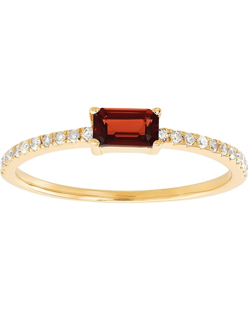 Emerald-Cut Ring with 1/10 cttw Diamonds in Gold Garnet $88.35 Rings