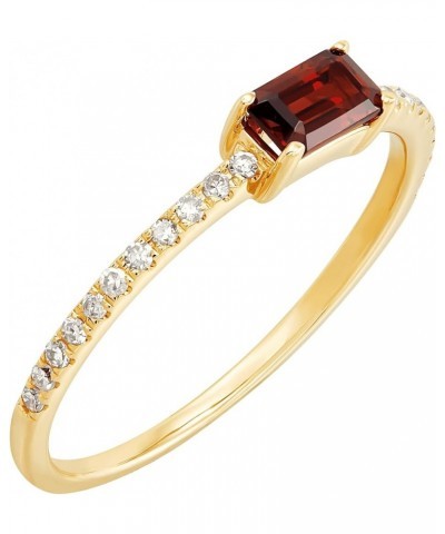 Emerald-Cut Ring with 1/10 cttw Diamonds in Gold Garnet $88.35 Rings