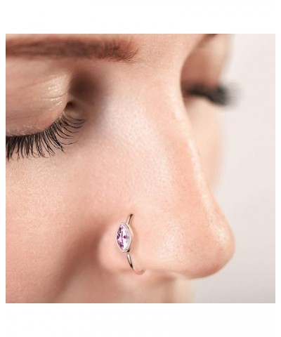 20GA Stainless Steel Marquise CZ Crystal Bezel Set Bendable Hoop Nose Ring Rose Gold Tone/Pink $7.67 Body Jewelry