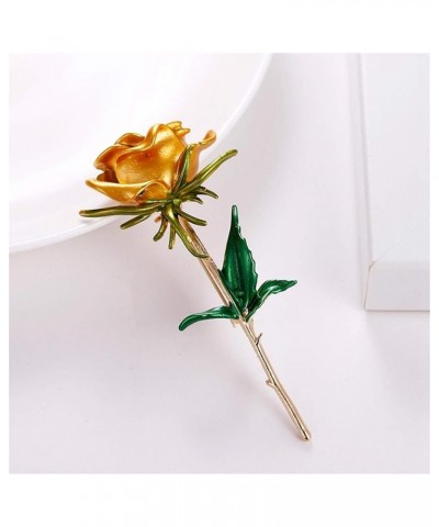 Women's Corsage Rose Flower Shape Brooch Pin Female Breastpin Party Jewelry Yellow $5.48 Brooches & Pins