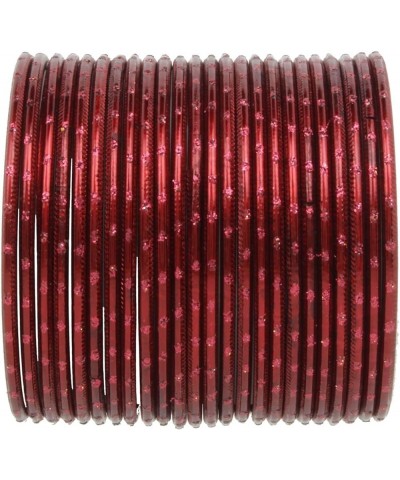 Indian Bangles Set Bollywood Plain Metal Bangle Bracelets Costume Jewelry for Women & Girls Maroon (Set of 24 Pcs) 2-6 $9.43 ...