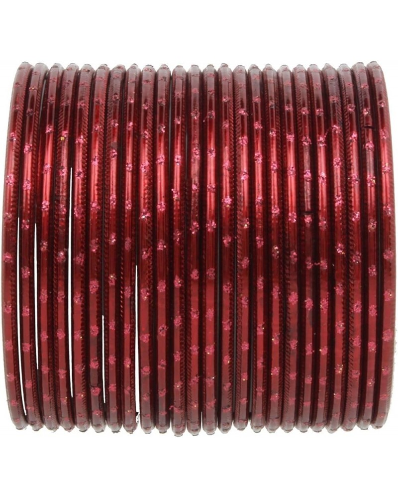 Indian Bangles Set Bollywood Plain Metal Bangle Bracelets Costume Jewelry for Women & Girls Maroon (Set of 24 Pcs) 2-6 $9.43 ...